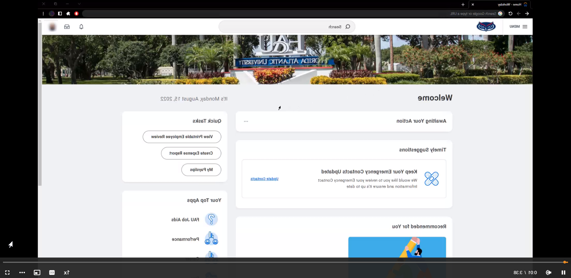 Watch video of new homepage workday experience